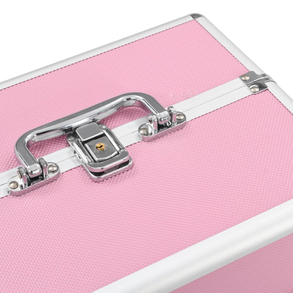 vidaXL Valigia per Cosmetici 22x30x21 cm Rosa in Alluminio