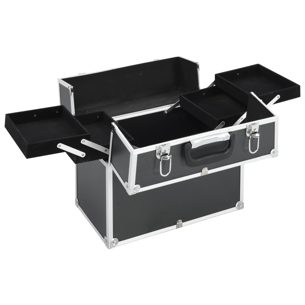 vidaXL Valigia per Cosmetici 38x23x34 cm Nera in Alluminio