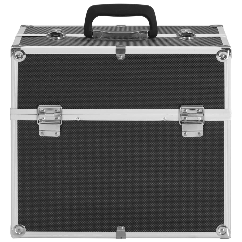 vidaXL Valigia per Cosmetici 38x23x34 cm Nera in Alluminio