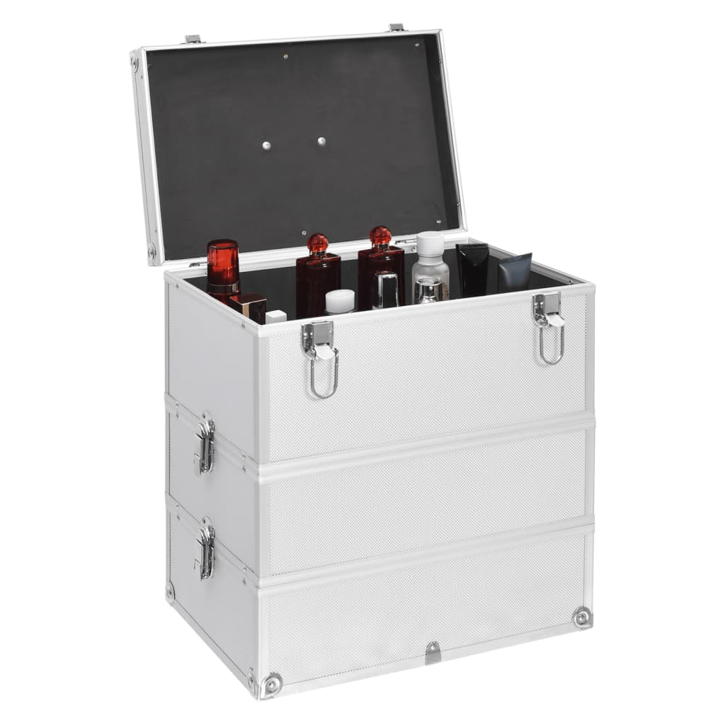 vidaXL Valigia per Cosmetici 37x24x40 cm Argento in Alluminio