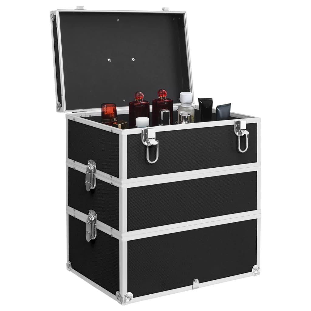 vidaXL Valigia per Cosmetici 37x24x40 cm Nera in Alluminio