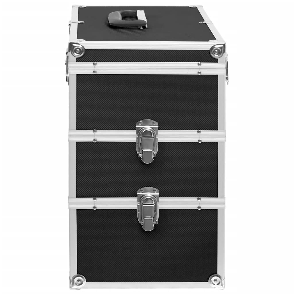 vidaXL Valigia per Cosmetici 37x24x40 cm Nera in Alluminio