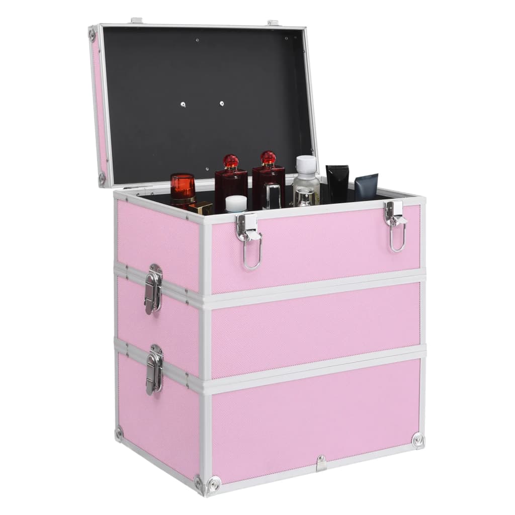 vidaXL Valigia per Cosmetici 37x24x40 cm Rosa in Alluminio