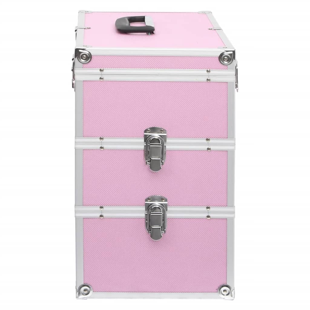vidaXL Valigia per Cosmetici 37x24x40 cm Rosa in Alluminio
