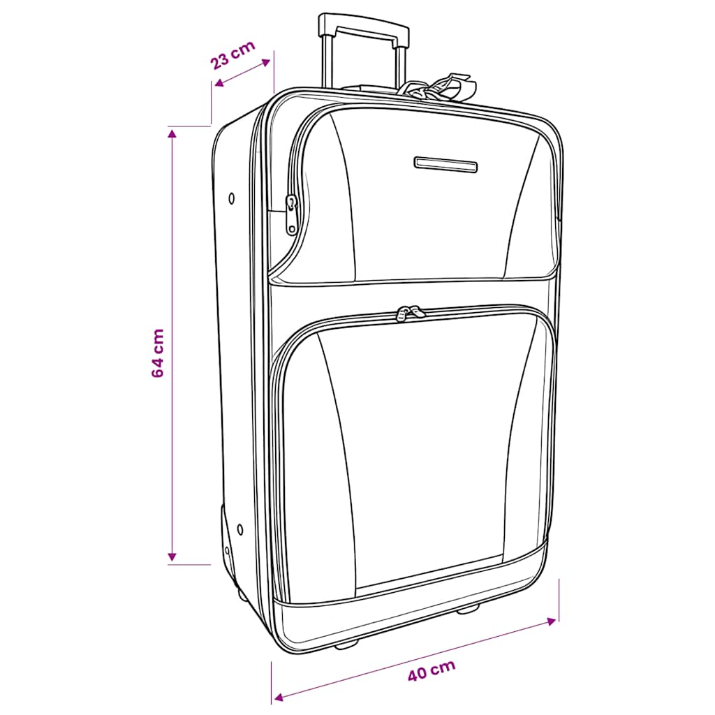 vidaXL Set da Viaggio Trolley e Borse 5 pz Nero