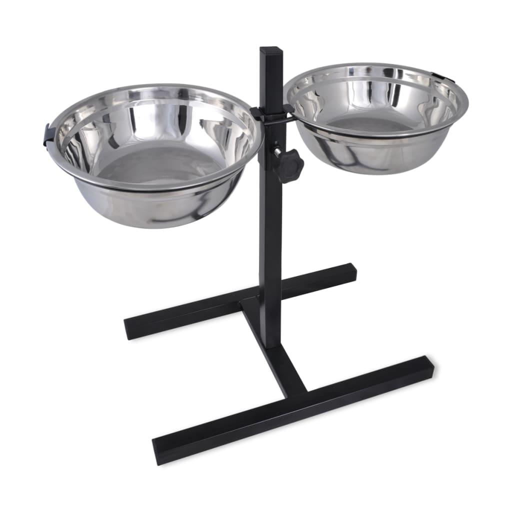 vidaXL Ciotola doppia regolabile per cani e gatti, 2 ciotole in acciaio inox da 4,1 L