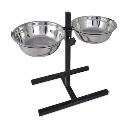 vidaXL Ciotola doppia regolabile per cani e gatti, 2 ciotole in acciaio inox da 4,1 L