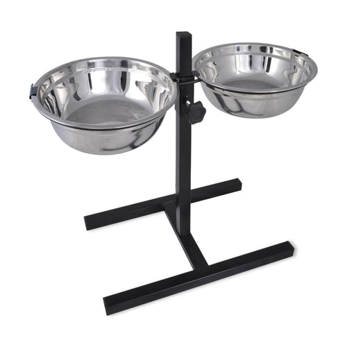 vidaXL Ciotola doppia regolabile per cani e gatti, 2 ciotole in acciaio inox da 4,1 L