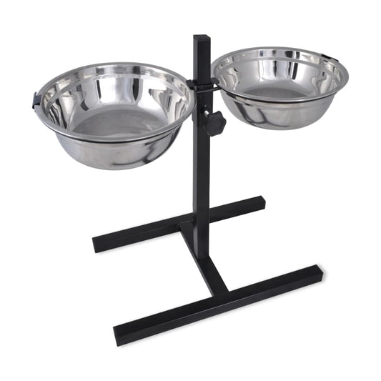 vidaXL Ciotola doppia regolabile per cani e gatti, 2 ciotole in acciaio inox da 4,1 L
