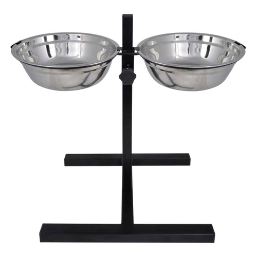 vidaXL Set doppia ciotola regolabile per cani e gatti, 2 x 4,1 L in acciaio inox