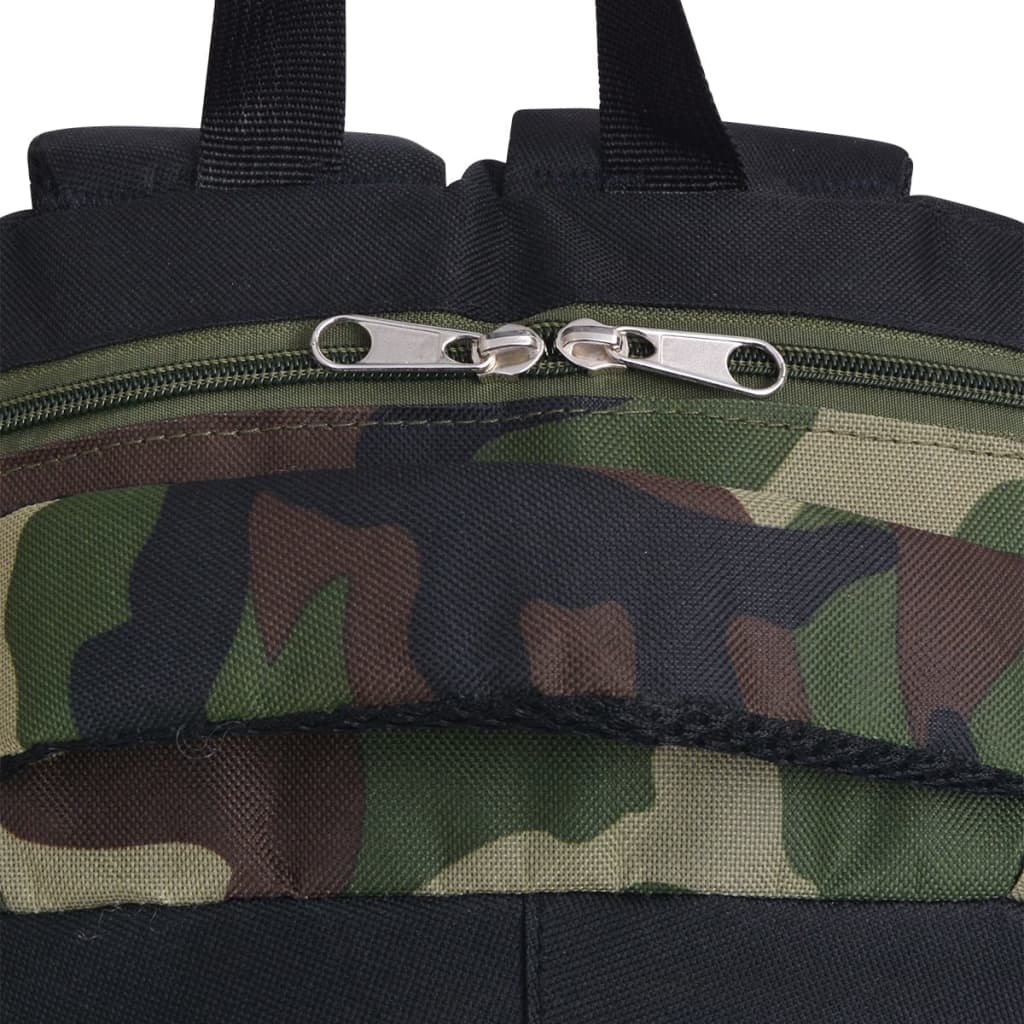 vidaXL Zaino da Scuola 40L Nero e Mimetico