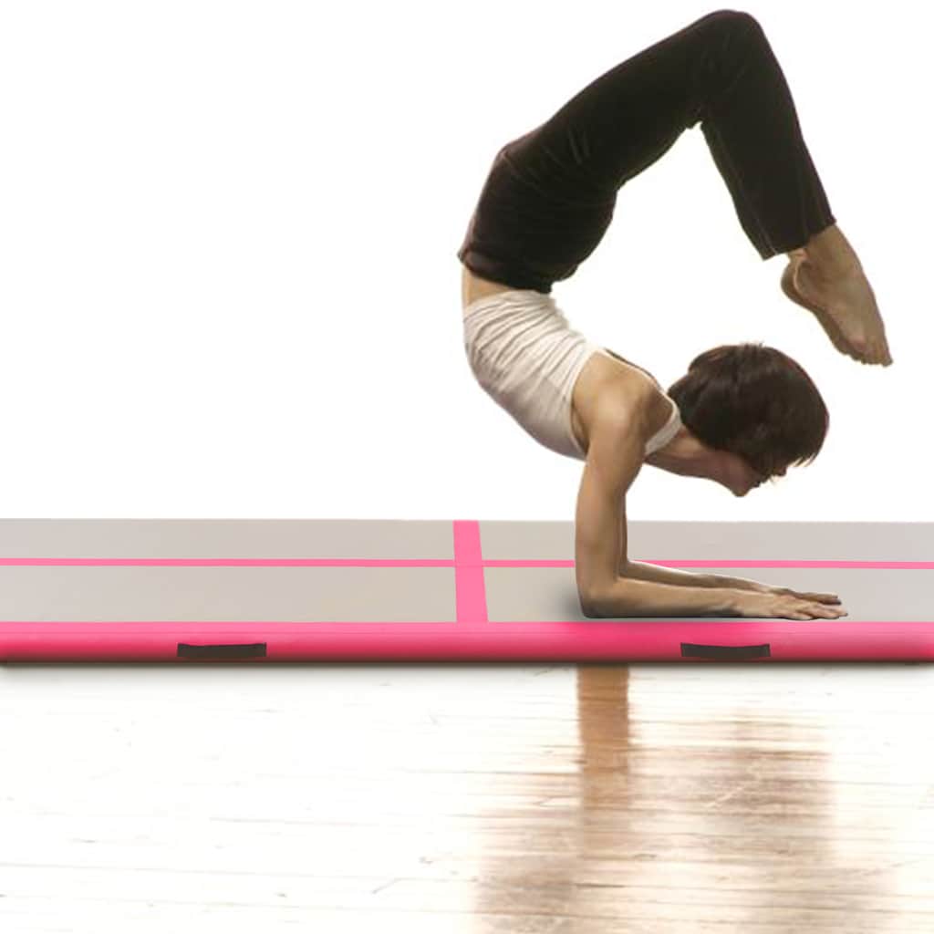 vidaXL Tappetino Ginnastica Gonfiabile con Pompa 800x100x10cm PVC Rosa