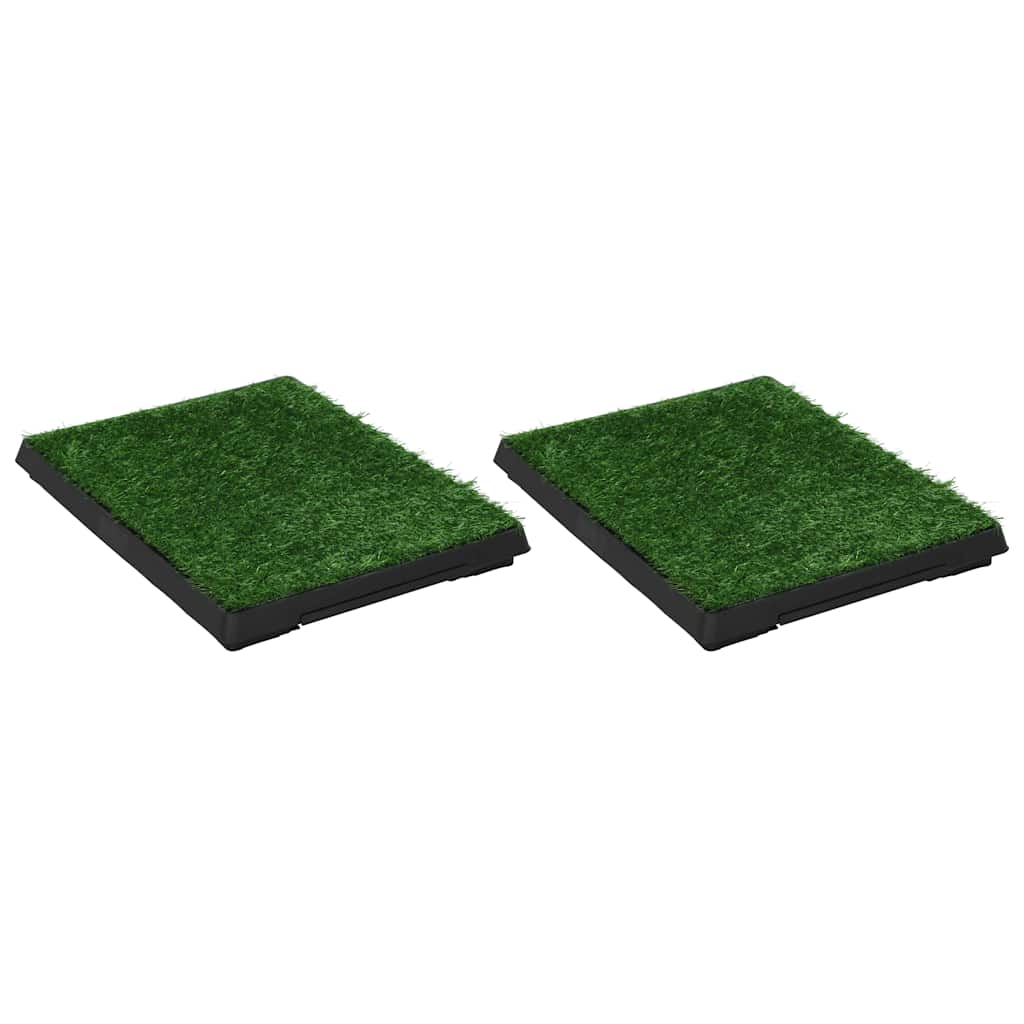 vidaXL Toilette per animali, 2 pz, con vassoio ed erba sintetica, 63x50x7 cm, verde