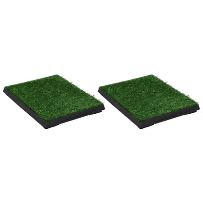 vidaXL Toilette per animali, 2 pz, con vassoio ed erba sintetica, 63x50x7 cm, verde