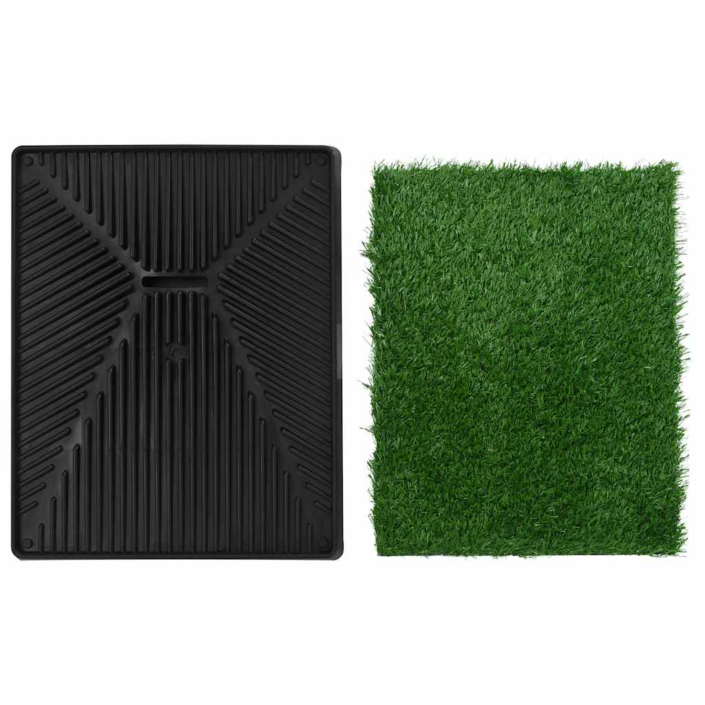 vidaXL Toilette per animali, 2 pz, con vassoio ed erba sintetica, 63x50x7 cm, verde
