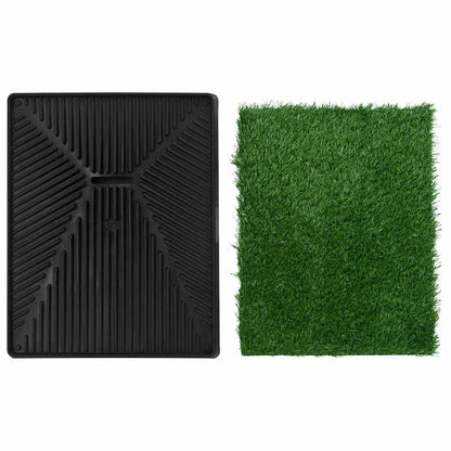 vidaXL Toilette per animali, 2 pz, con vassoio ed erba sintetica, 63x50x7 cm, verde