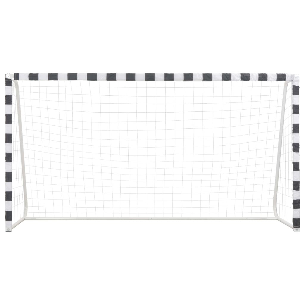 vidaXL Porta da Calcio 300x160x90 cm in Metallo Bianco e Nero
