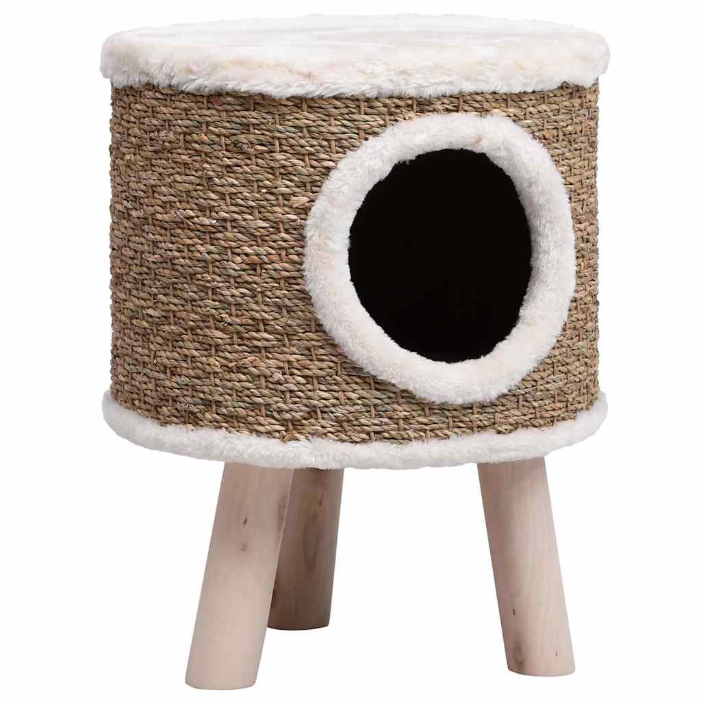 vidaXL Casetta per gatti con gambe in legno, 41 cm, erba marina