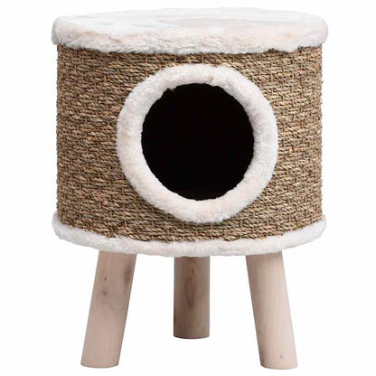 vidaXL Casetta per gatti con gambe in legno, 41 cm, erba marina