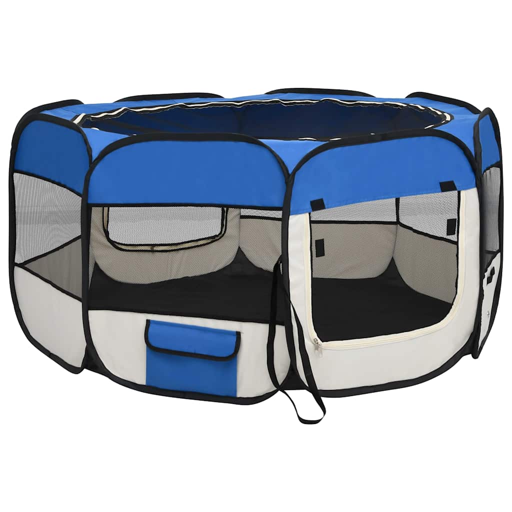 vidaXL Recinto per cani pieghevole con borsa, 125x125x61 cm, blu