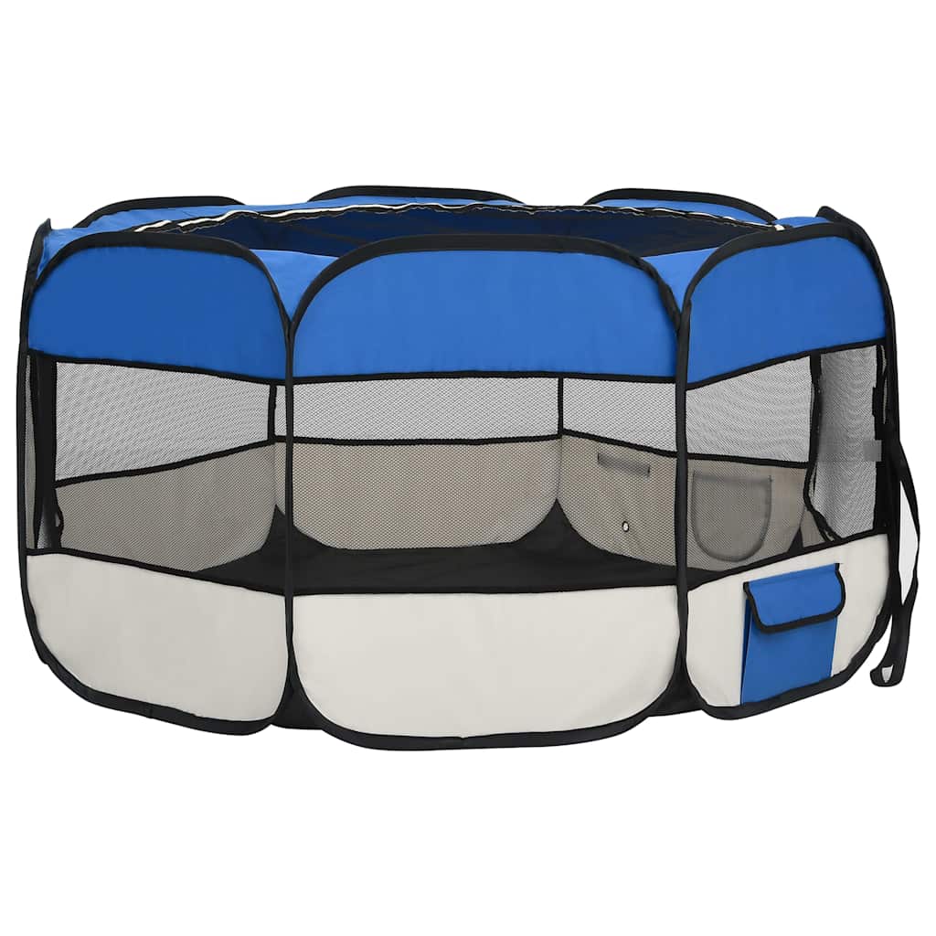 vidaXL Recinto per cani pieghevole con borsa, 125x125x61 cm, blu