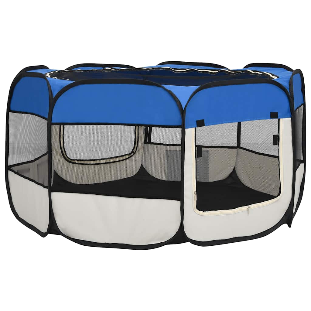 vidaXL Recinto per cani pieghevole con borsa, 125x125x61 cm, blu