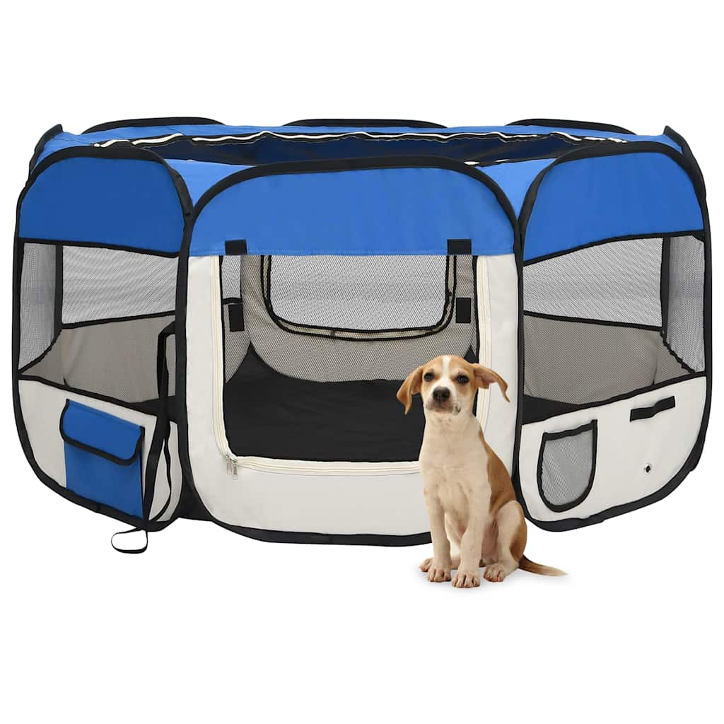 vidaXL Recinto per cani pieghevole con borsa, 125x125x61 cm, blu