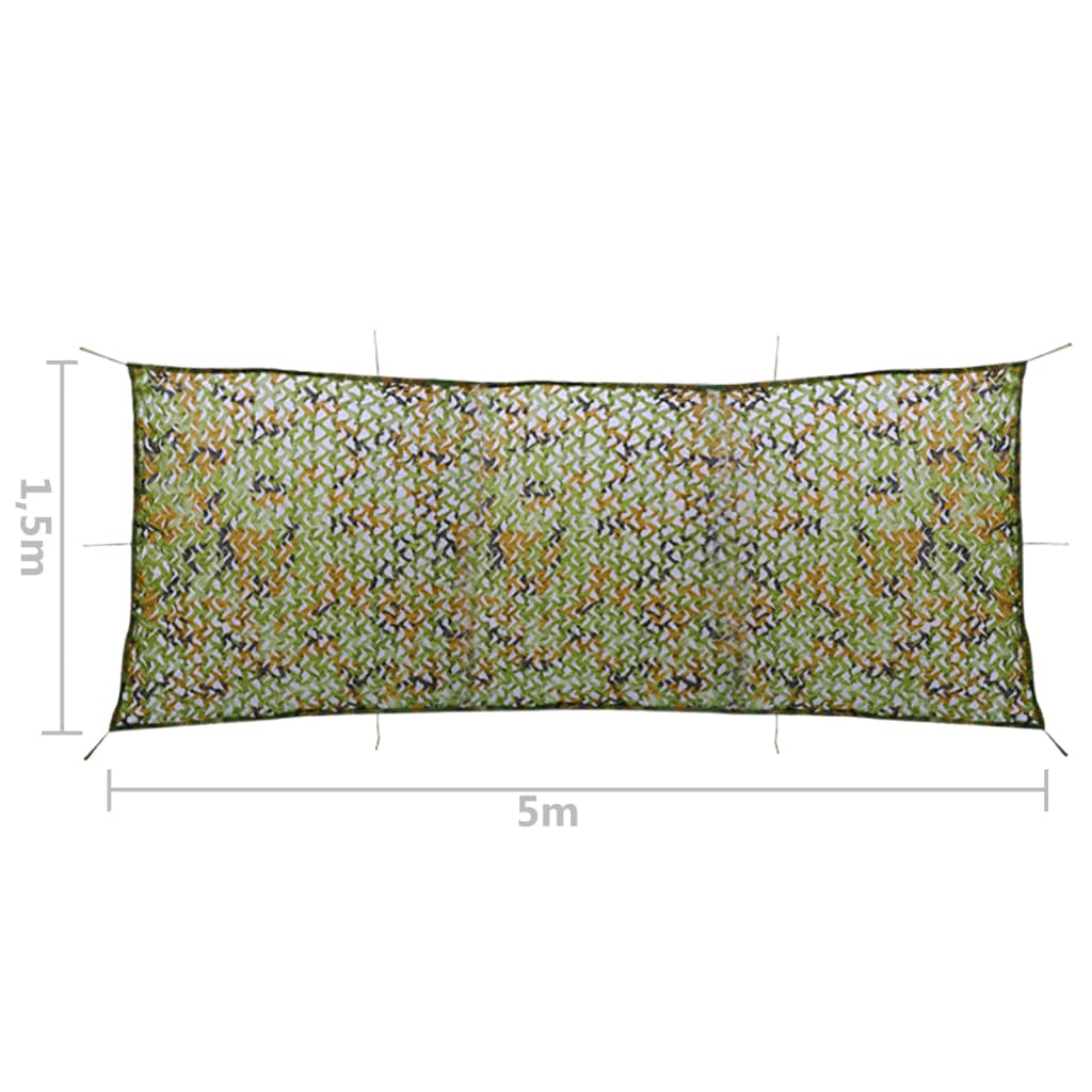 vidaXL Rete Mimetica con Custodia 1,5x5 m Verde