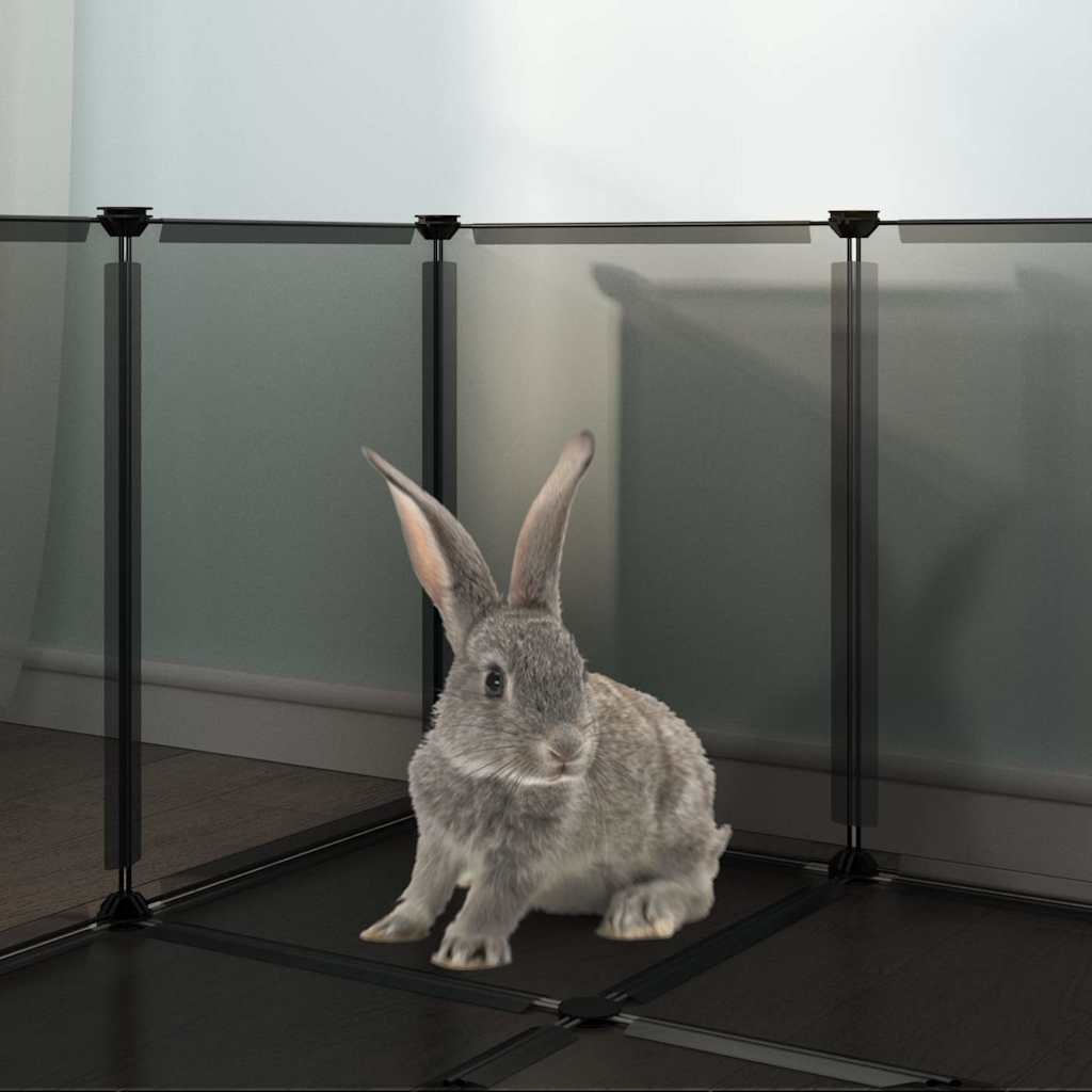 vidaXL Recinto per animali, piccolo, 144x74x46,5 cm, in polipropilene e acciaio, nero