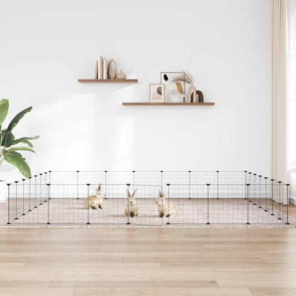 vidaXL Recinto per Animali con Porta 28 Pannelli 245x245x35 cm Acciaio Nero