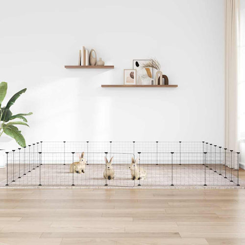 vidaXL Recinto per Animali con Porta 28 Pannelli 245x245x35 cm Acciaio Nero