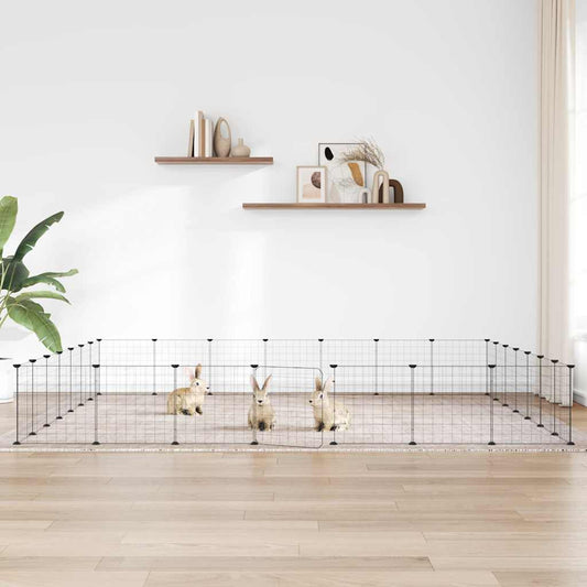 vidaXL Recinto per Animali con Porta 28 Pannelli 245x245x35 cm Acciaio Nero