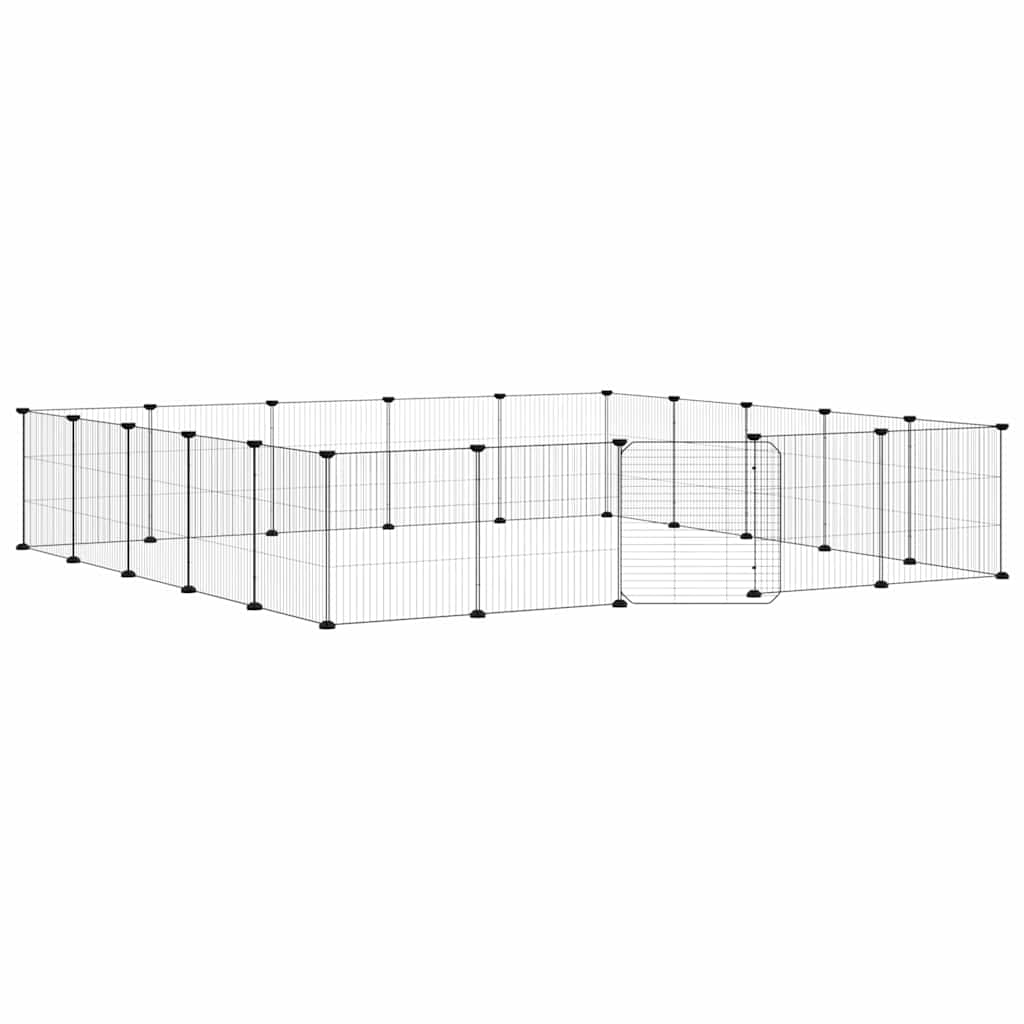vidaXL Recinto per Animali con Porta 20 Pannelli 175x175x35 cm Acciaio Nero