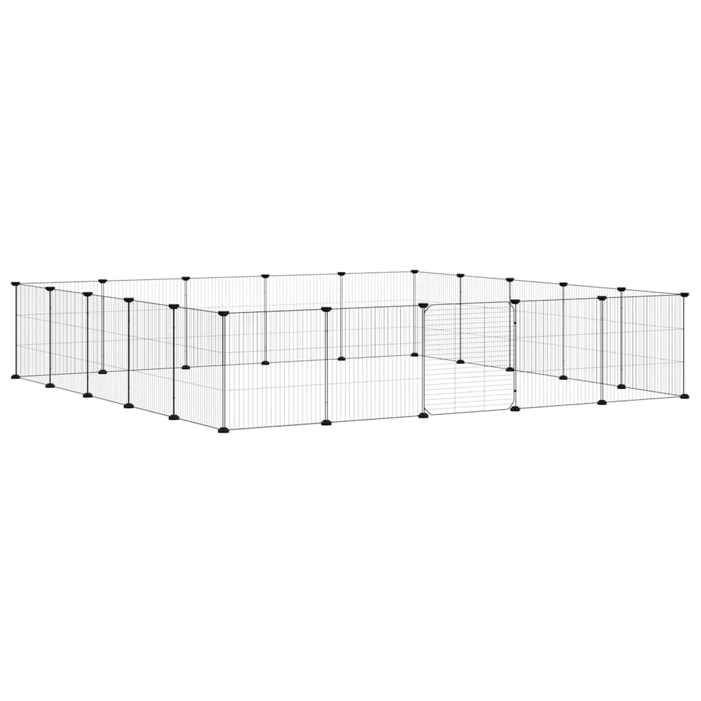 vidaXL Recinto per Animali con Porta 20 Pannelli 175x175x35 cm Acciaio Nero