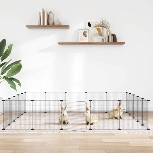 vidaXL Recinto per Animali con Porta 20 Pannelli 175x175x35 cm Acciaio Nero