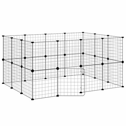 vidaXL Recinto per animali con porta 28 pannelli 140x105x70 cm acciaio nero