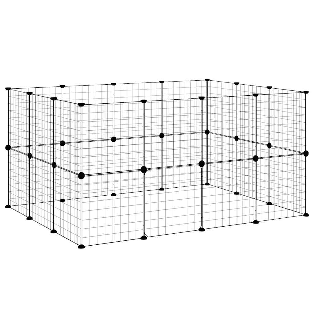 vidaXL Recinto per animali con porta 28 pannelli 140x105x70 cm acciaio nero