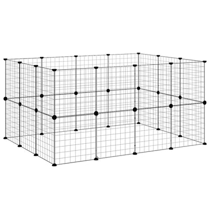 vidaXL Recinto per animali con porta 28 pannelli 140x105x70 cm acciaio nero