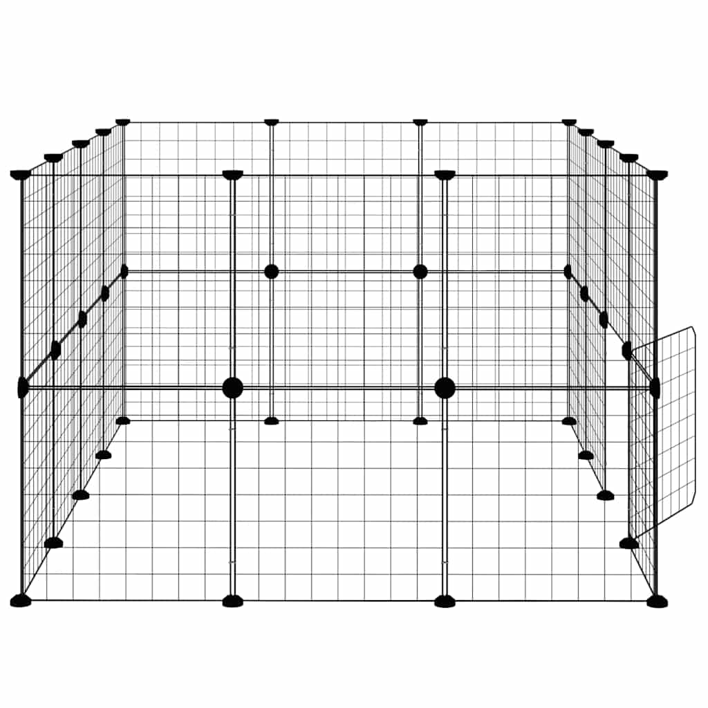 vidaXL Recinto per animali con porta 28 pannelli 140x105x70 cm acciaio nero