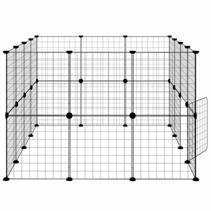vidaXL Recinto per animali con porta 28 pannelli 140x105x70 cm acciaio nero