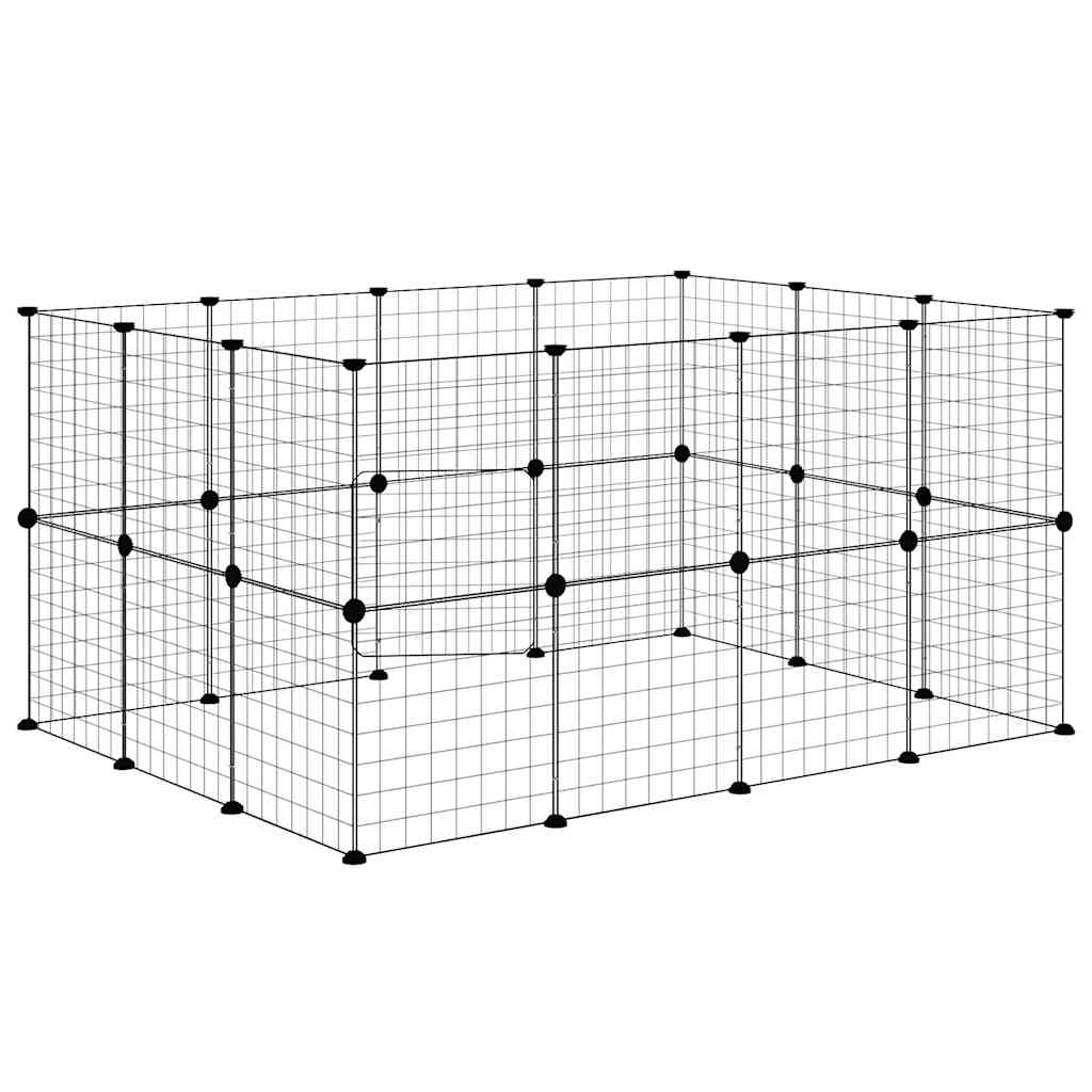 vidaXL Recinto per animali con porta 28 pannelli 140x105x70 cm acciaio nero