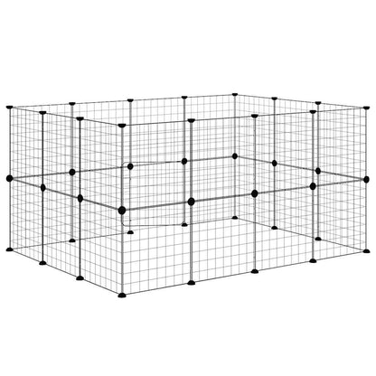 vidaXL Recinto per animali con porta 28 pannelli 140x105x70 cm acciaio nero