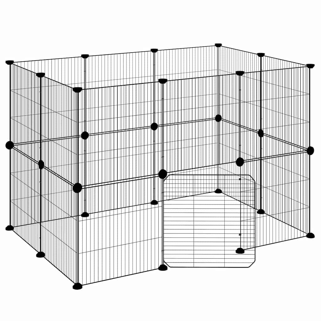 vidaXL Recinto per animali con porta 20 pannelli 105x70x70 cm acciaio nero
