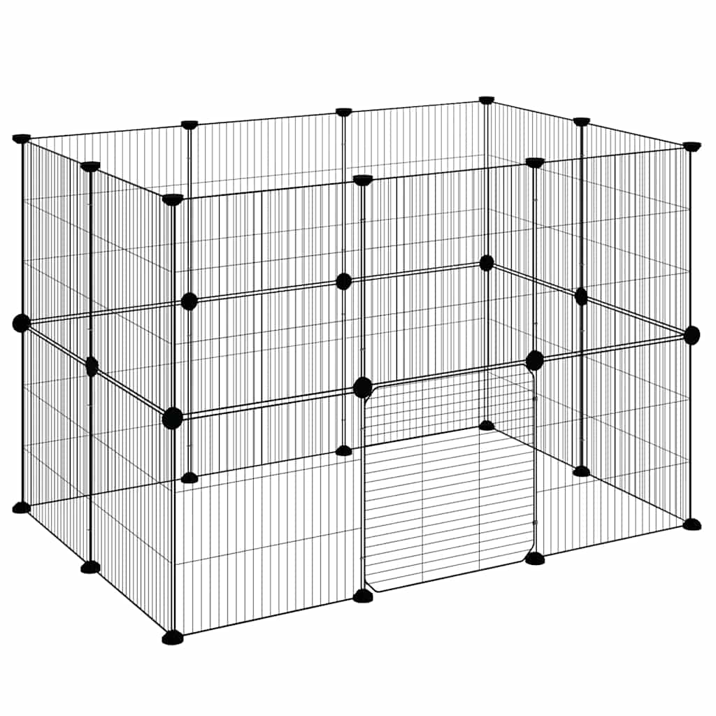 vidaXL Recinto per animali con porta 20 pannelli 105x70x70 cm acciaio nero