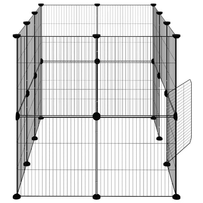 vidaXL Recinto per animali con porta 20 pannelli 105x70x70 cm acciaio nero