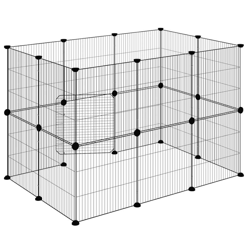vidaXL Recinto per animali con porta 20 pannelli 105x70x70 cm acciaio nero
