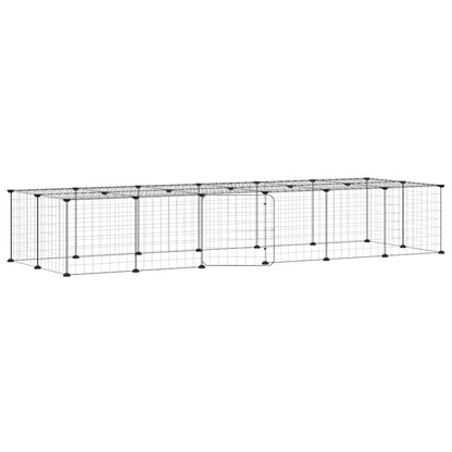 vidaXL Recinto per animali con porta, 28 pannelli, 210x70x35 cm, acciaio, nero