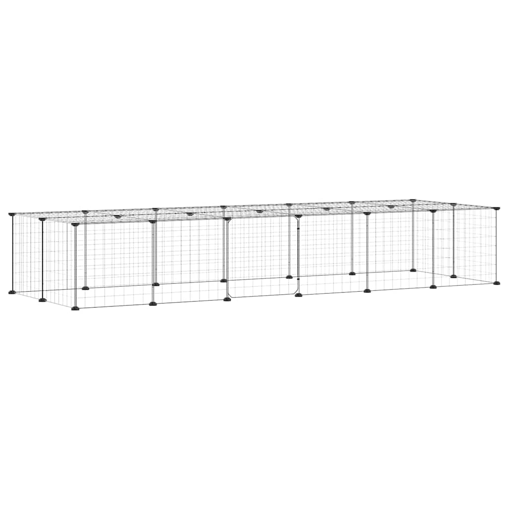 vidaXL Recinto per animali con porta, 28 pannelli, 210x70x35 cm, acciaio, nero