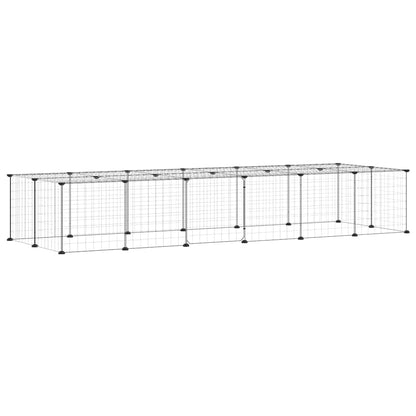 vidaXL Recinto per animali con porta, 28 pannelli, 210x70x35 cm, acciaio, nero