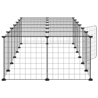 vidaXL Recinto per animali con porta, 28 pannelli, 210x70x35 cm, acciaio, nero